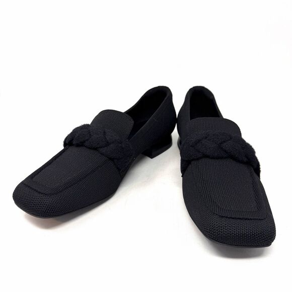 VIVAIA Caitlin Women's Black Knit Square Toe Knot Loafer 10.5 Flats Shoes - Picture 4 of 9